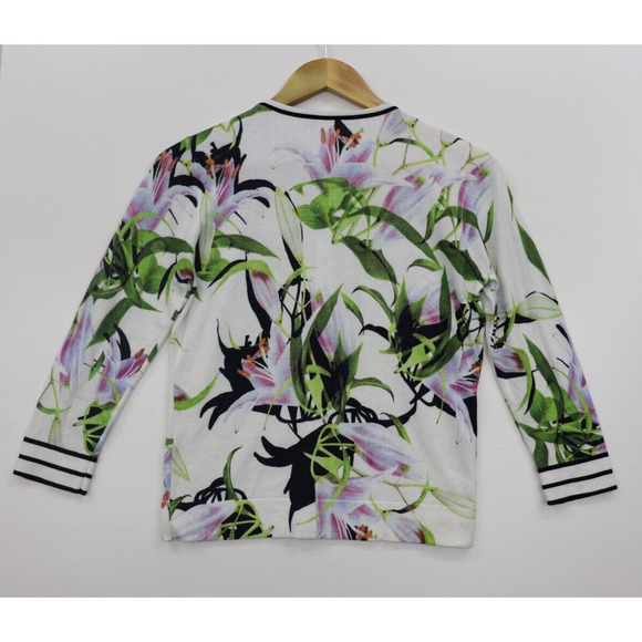 Stunning KAREN MILLEN Floral Lily Sporty Soft Button Front Cardigan US L - Picture 12 of 13